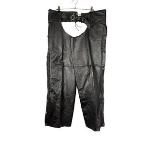 Barney's Leather Men Motorcycle Chaps Size XXL Bike Week Adjustable Long Ride